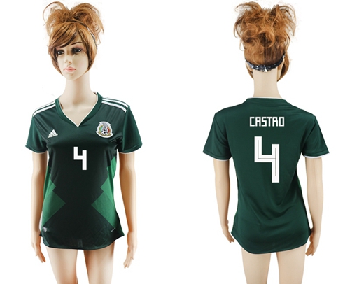 Women's Mexico #4 Castro Home Soccer Country Jersey - Click Image to Close